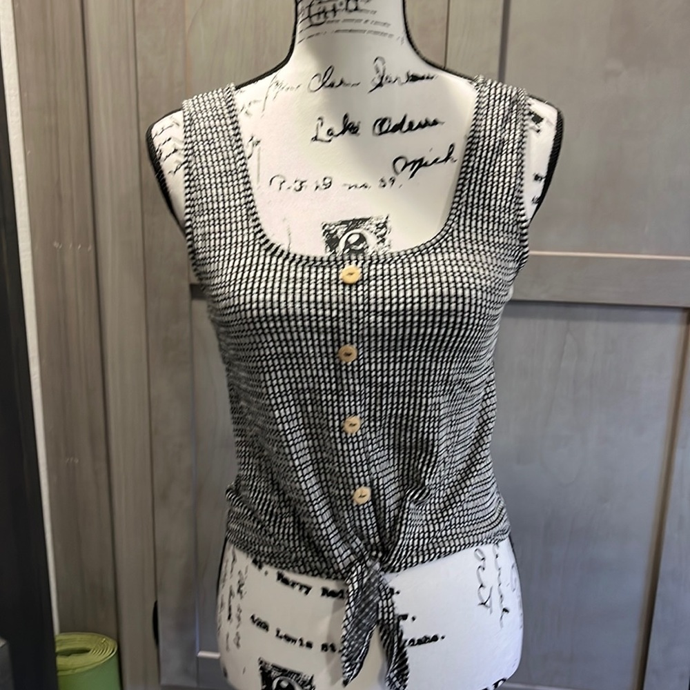 Checkered Pattern Tie Tank Top - image 1